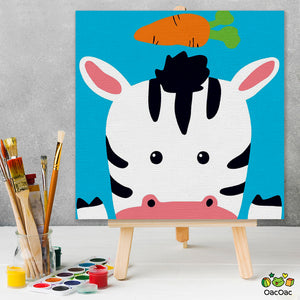 Zebra Curioasa - Set Pictura pe Numere pentru Copii