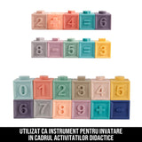 Set 12 Cuburi Educative din Silicon cu Numere si Animale Squeeze and Learn