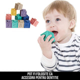 Set 12 Cuburi Educative din Silicon cu Numere si Animale Squeeze and Learn