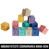 Set 12 Cuburi Educative din Silicon cu Numere si Animale Squeeze and Learn