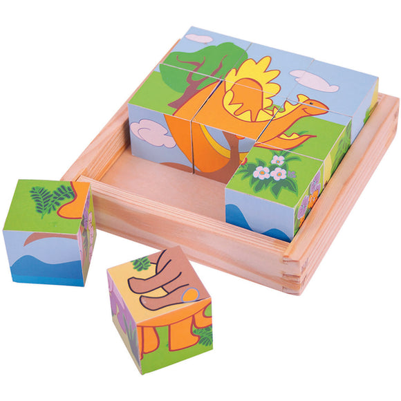 Puzzle Cubic Colorat cu Dinozauri